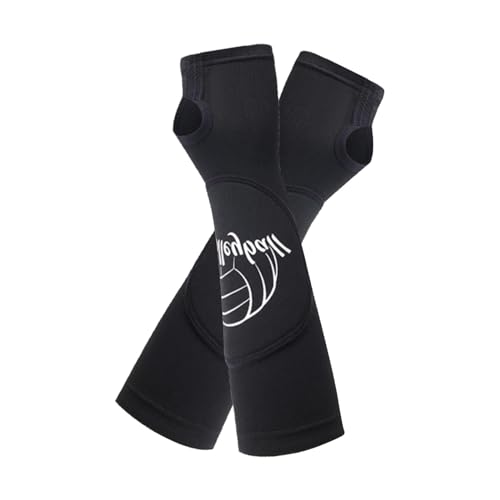 QSTDGVPW Mangas para Brazos de Voleibol, Mangas Ajustadas para Antebrazo, Funda para Brazo Antideslizante, Elástica Y Transpirable con Almohadillas Protectoras, negro, S M