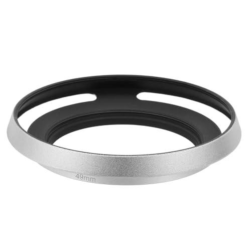 PATIKIL 49mm Lens Hood, Universal Metal Thin Hollow Curved Screw-in Vented Lens Hoods for Fujifilm for Pentax, Silver miniatura 1