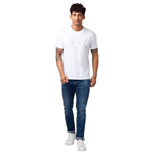 Image of Spykar Men Mid Rise Cotton Stretch Regular Fit Narrow Length Jeans (Rover)