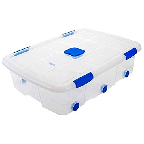 Acan Tradineur - Caja de Almacenamiento - Fabricado en plástico - Contenedor para almacenar libros, ropa, mantas - N.º 14-56,5 x 76,5 x 20,5 cm - 56 Litros