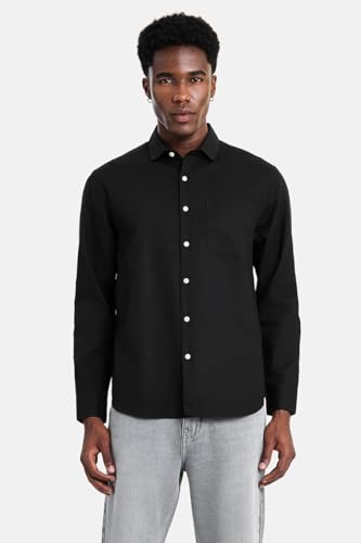 Image of SNITCH Men Casual Shirt | Regular Fit Full Sleeve Spread Collar Solid Pattern | Breathable Cotton Linen Blend & Lightweight Fabric for Summer, Vacation & Smart Casual Wear