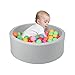 TRENDBOX Small Memory Foam Ball Pit, 27 inches Indoor Round Ball Pit for Toddler Kids Children - 27 inches (Light Gray)
