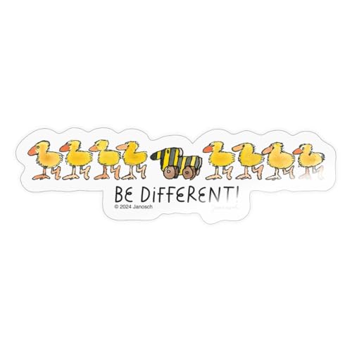 Spreadshirt Janosch Tigerente Be Different Spruch Sticker Aufkleber, 10 x 10 cm, Transparent glänzend
