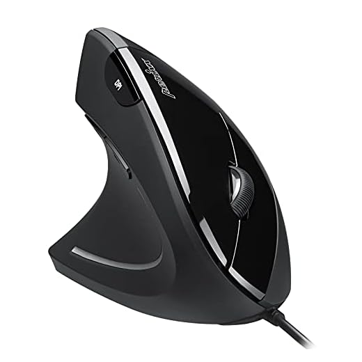 Perixx PERIMICE-513L, Ratón Ergonómico Vertical para Zurdos, con Cable USB, Diseño con 6 Botones, 3 Niveles dpi, Interruptor de alimentación