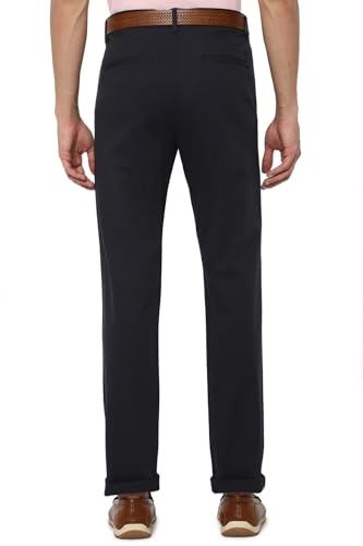 Image of Allen Solly Solid Cotton Blend Regular Fit Mens Casual Trousers
