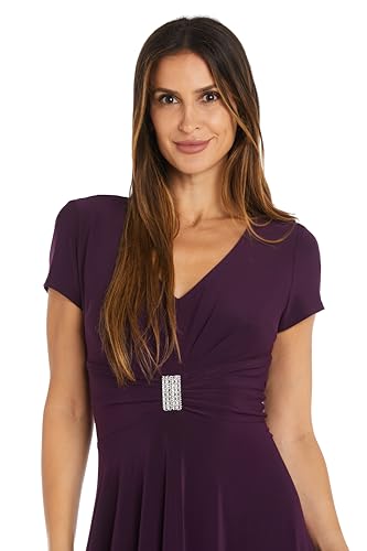 Image of R&M Richards Women's Metallic Foil Print Bodycon Dress W /Draped Capelet - Knee-Length Cocktail Party Outfit