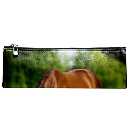 Astuccio per matite astuccio estetico cavallo sullerba per marrone