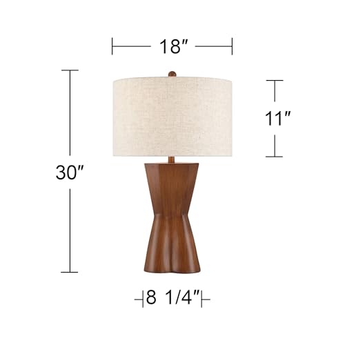 Lámpara de Mesa Tri 30" Faux Wood Off-White miniatura 4