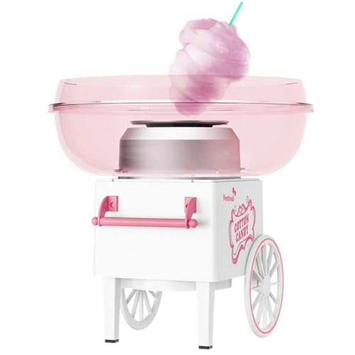 FUNTELL Retro Cotton Candy Maker, Includes Sugar Scoop, Sticks, Mini Cotton Candy Machine for Birthday Party, Christmas Gifts, Home Uses
