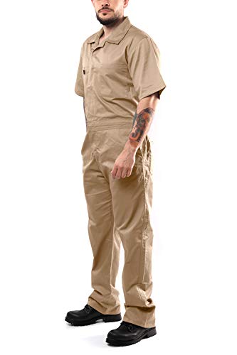 Kolossus Coveralls For Men Short Sleeve - Blended - Work Jumpsuit Men Khaki #TOP1