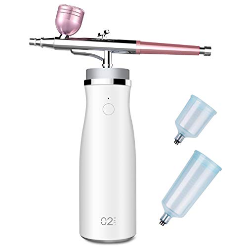 TGeng Airbrush Kit, Rechargeable Spray Gun Multi-purpose Airbrush Makeup Kit for Moisturizing Face Makeup Nail Tattoo Painting Cake Decoration Coloring Portable Airbrush Compressor with 3 Capacity Cup