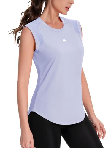 ANGEL CITIZ Gym Sleeveless Tops for Women UPF 50+ Sport Tank Tops Womens Running Shirts Yoga Vest Shoulder Mesh Breathable Purple