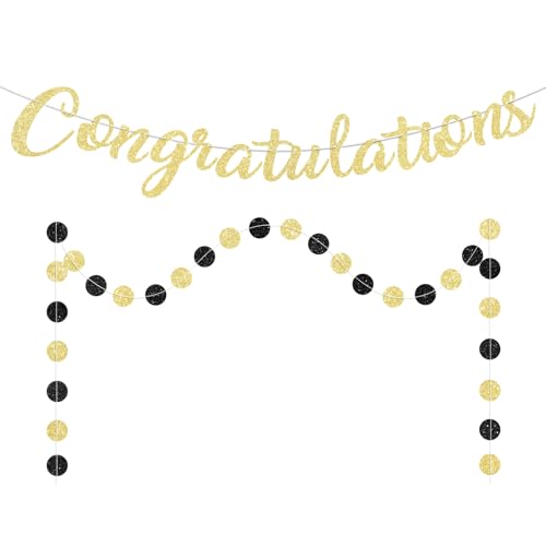 Blopee Gold Congratulations Banner Sign Prestrung Congrats Banner Garland Congratulations Decorations Congrats Graduation Banners for Graduation Decorations Retirement Wedding Party Decor Supplies
