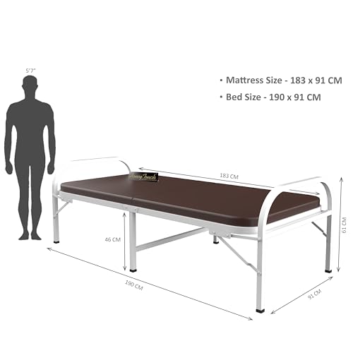 Image of Honey Touch Atlas Folding Bed Single with Double Layer Mattress | No Assembly Required | Foldable Bed for Sleeping /Guests /Rented Apartments /Bedroom (3ft x 6ft, White)