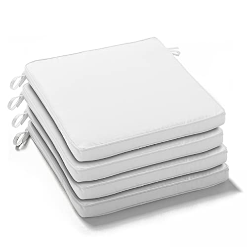Oviala Lot de 4 galettes de Chaise Polyester écru 40x40x3 cm