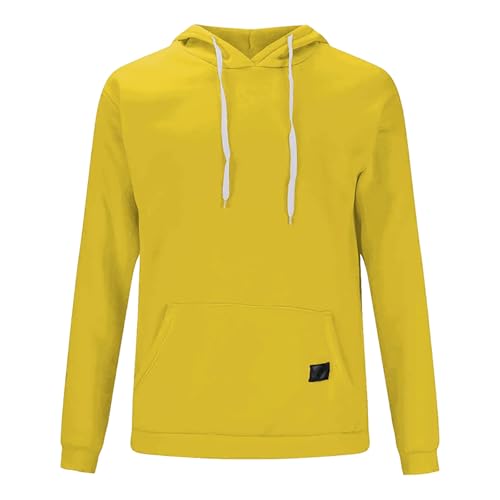 Mens Hoodies Pullover Cotton Long Sleeve Casual Fleece Hooded Sweatshirts Solid Color Drawstring Hoodies for Men with Pocket3