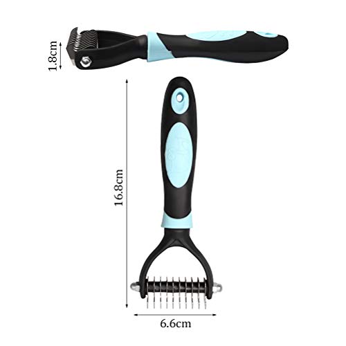nuoshen Pet Grooming Dematting Comb, Double Sided Teeth Blade Dog Undercoat Rake Comb Pet Rake Comb for Dogs and Cats Removes Loose Undercoat - Image 4