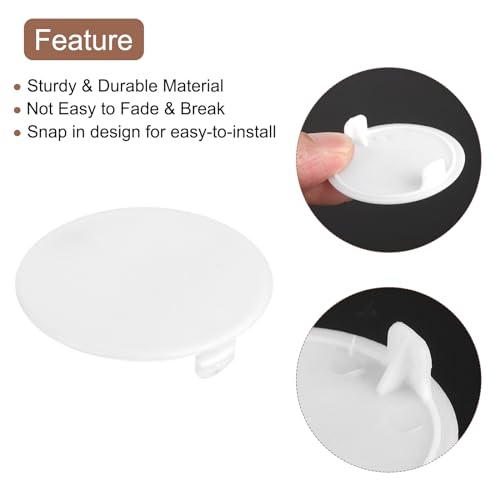 Image of uxcell 10Pcs Hinge Hole Covers, 40mm(1-9 /16 inch) Dia Plastic Concealed Hole Cover Round Flush Type Caps for Furniture Cabinet Cupboard, White