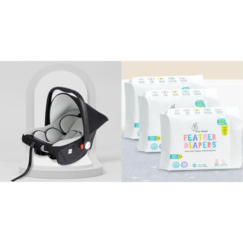Image of R for Rabbit's Picaboo - Infant Car Seat Cum Carry Cot (Black Grey) & R for Rabbit XS New Born Premium Feather Diaper nb Taped Size for Baby 0 to 5 kgs (66 Combo Pack Offer)