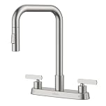 APPASO 2 Handle Kitchen Faucet with Pull Down Sprayer 2-Function, for 2-3 Hole 8 Inch, Brushed Nickel Stainless Steel Kitchen Sink Faucet, 360° Swivel Spout, for RV/Camper/Home, Easy DIY Installation