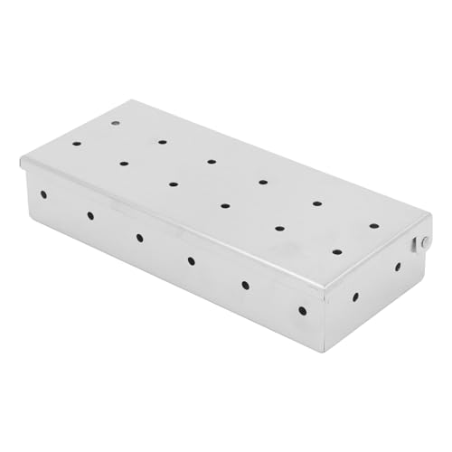Grcfumo Caja para ahumar, Caja para ahumar Universal de Acero Inoxidable, Caja para ahumar de Acero Inoxidable Caja para ahumar con virutas de Madera Caja para ahumar con Tapa Vent