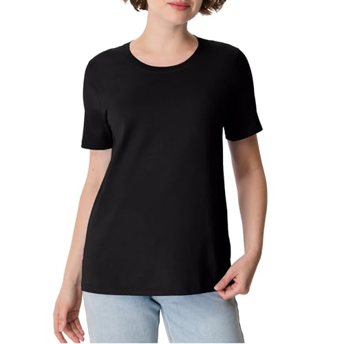 Hanes Women's Perfect-T Short Sleeve T-Shirt, Black, Medium