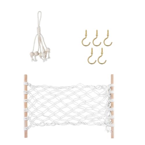 CLISPEED Hamaca Colgante Cuerda de Algodón Tejida de Frutas y Verduras y Accesorios de Montaje, Estilo Bohemio Natural y Decorativo para Almacenamiento Cocina