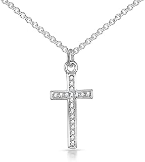 Philip Jones Silver Plated Pave Cross Necklace Created with Zircondia® Crystals