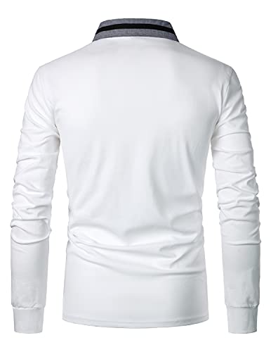 STTLZMC Générique Chemises de Polo pour Hommes à Manches Longues Slim Fit Chemises de Golf 50 Blanc M – vue 3