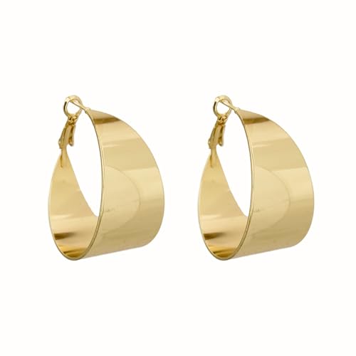 Créoles acier inoxydable doré Noémie 3,5 cm, boucles d'oreilles effet miroir