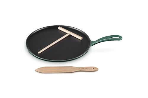 Le Creuset Poêle à crêpes ronde traditionnelle en fonte émaillée, 26 cm, artichaut