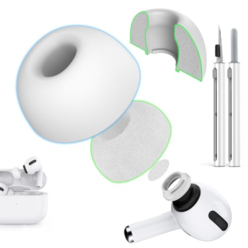 Pohgelan Compatible with AirPods Pro 2nd/1st Generation Silicon+Memory Foam Replacement Ear Tips,with Noise Reduction Hole &Built-in dust Guard Screen,for USB-C Charging Case-3 Sizes (S/M/L)