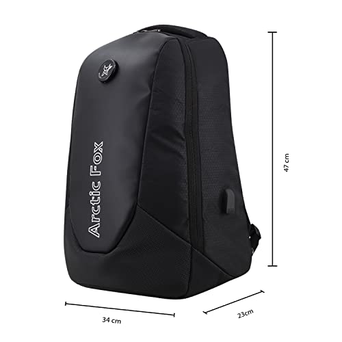 Image of Arctic Fox Alarm Zipper System | Anti-Theft Backpack with USB Charging Port | 15.5 Inch Laptop Bag (Black)