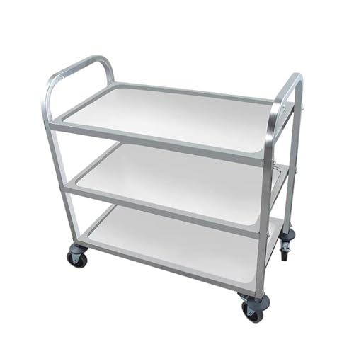 lyxamjrzyp 3 Niveles Carrito Acero Inoxidable con Ruedas, Estante de Almacenamiento de Catering con Ruedas Bloqueo para El Hogar, Restaurante, Hotel(95x50cm/37.4x19.6in)