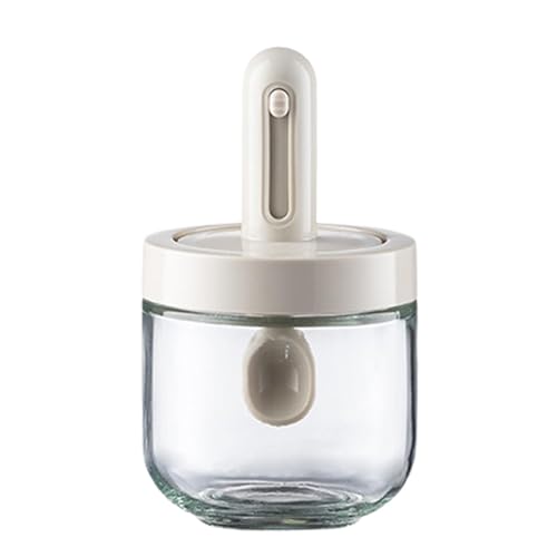 Recipiente para especias y tarro para condimentos - Juego de cuchara y tarro para especias con tapa | Caja de condimentos para contenedores | Tarros de especias, cuchara, sal, azúcar, ollas de almacen