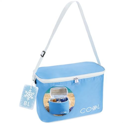 com-four® Kühltasche 8 L - Faltbare Thermo-Kühlbox - leichte Isoliertasche für Camping & Outdoor mit Schultergurt - sommerliche Picknicktasche mit Reißverschluss 1