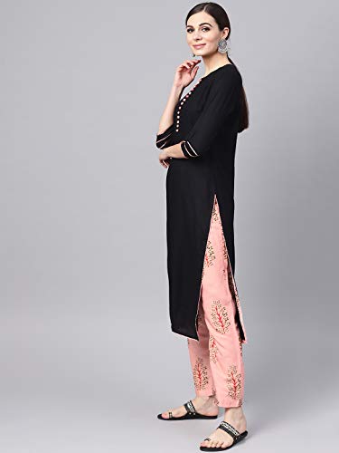 Image of idaLia Kurta With Printed Pant - Rayon Kurta Set - Stylish 3 /4 Sleeve, Round Neck, Calf Length Straight Kurta