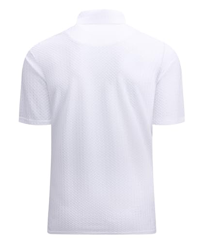 Alex Vando Mens Bubble Jacquard Polo Shirt Super Stretch Short Sleeve Polo Shirts for Men