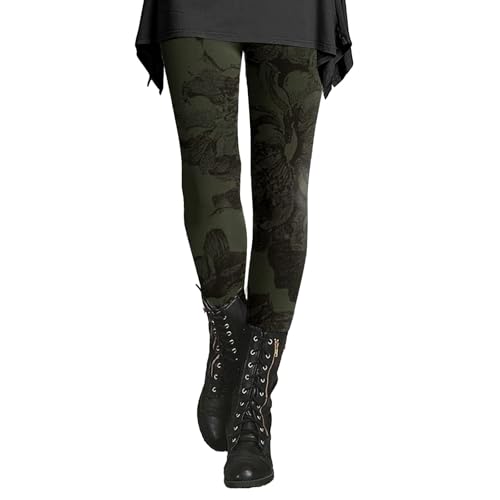 Leggings de otoño e invierno para mujer, con estampado artístico, suaves, elásticos, Características: pantalones de yoga ideológicos, verde, 3XL
