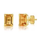 Pendientes de tuerca de oro blanco o amarillo de 14 quilates con piedra preciosa de corte esmeralda (7 x 5 mm)