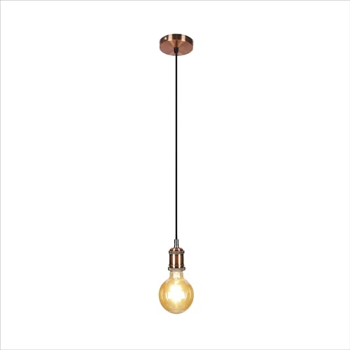TEKLED® Basic Ceiling Light | Vintage Industrial Retro Pendant Light | E27 Edison | Modern Design Pendant Light | for Bar Kitchen Dining Room Bedroom Coffee Bronze Short Cable ‎(Bulb not Included)