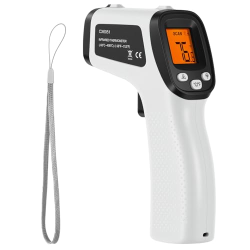 ABOHU Termómetro Infrarrojo,  50°C ~ 550°C ( 58°F~1022°F) Tamaño Compacto Termómetro Láser sin Contacto con Pantalla LCD para Cocina/Cocinar/Asar/Refrigerador, No para Humanos, gris