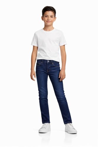 JEEL Boy Jeans - Regular-Fit Straight-Cut - Unisex Kinder-Jeans für Junge und Mädchen - Stretch Jeans 1-Navy 110