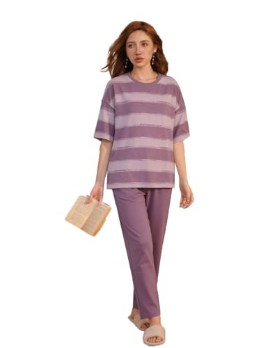 Image of Lymio Womens Korean Night Dress | Full Pyjama Set | Korean Nightsuit | Women Nightwear |Round Neck Full Sleeve Nightsuit | Loungewear | Everyday Nightdress (W-ND-3)