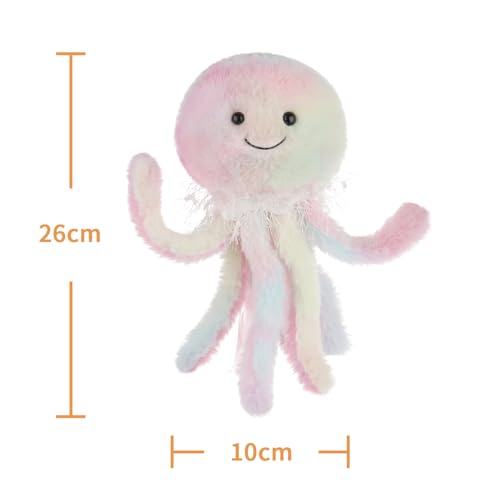 Apricot Lamb Quallen plüsch meerestiere Plüschtiere für Kinder, weiche niedliche Kuscheltier für Baby Mädchen und Jungen, Flauschige Quallen Mehrfarbig 26 cm