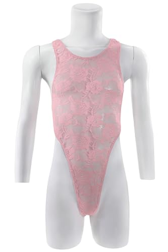 Men's Flirting Leotard, Sexy Rose Lace See Through Singlet Jumpsuit Men's Rose Lace Bodysuit2
