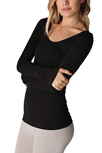 NIKIBIKI Women Seamless Long Sleeve Scoop Neck Top, Made in U.S.A, One Size2