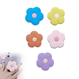 Jimkply 5 Stück Niedliche Blumen Handyhalter, 3D Silikon Fingerhalter mit Verstellbarem Winkel, 360° Drehbarer und Ausziehbarer Handyständer, für Videoanrufe und Filme schauen