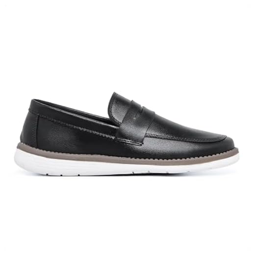 Sapato Social Masculino Oxford Loafer Couro Casual Confortável (Preto, BR, Adulto, Numérico, 42)