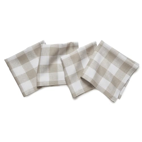 Solino Home Linen Buffalo Check Dinner Napkins Set of 4-100% Pure...